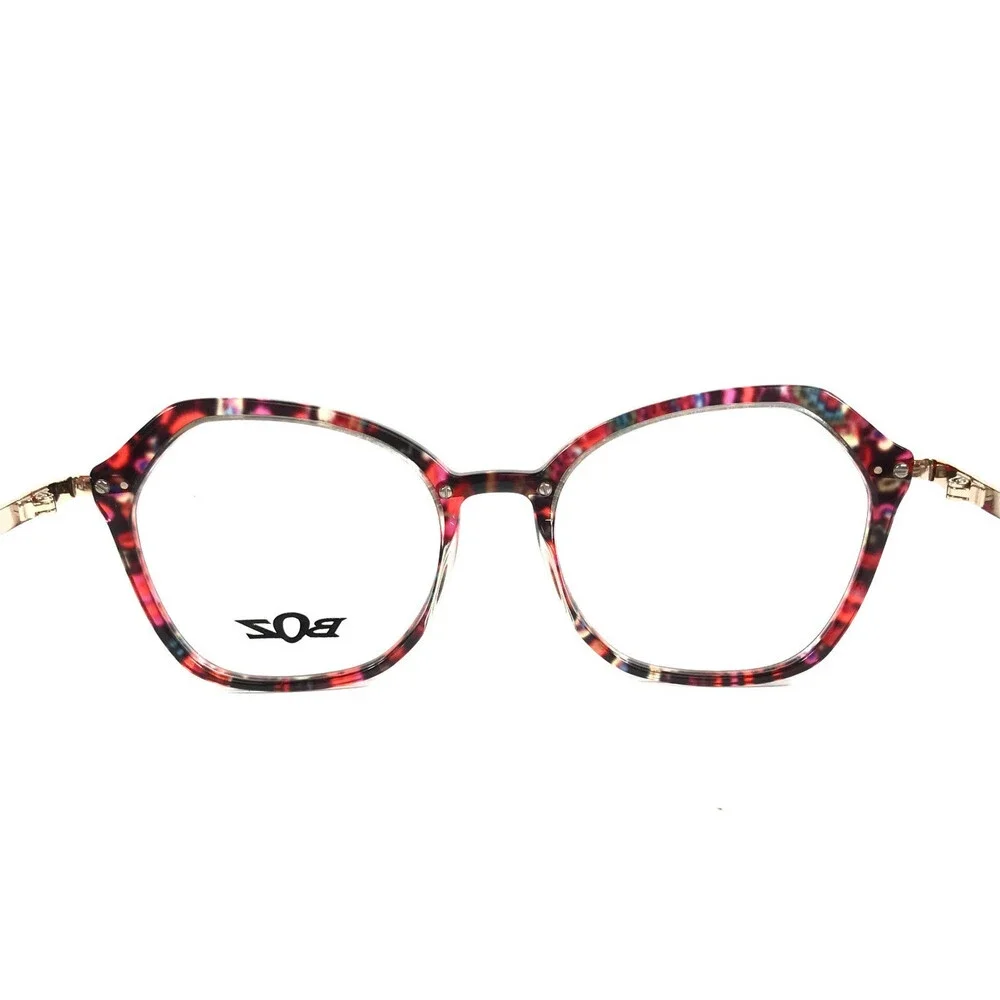 BOZ Eyeglasses Frames IXELLE 3080 Flower Pink Shiny Gold Red Butterfly 53-18-135